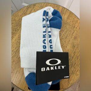 Oakley Men's White and Blue Socks - 1 Pair